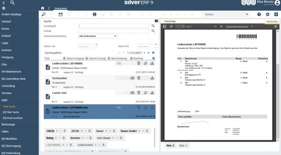 Revisionssichere Archivierung im Cloud-ERP-System SilverERP, dem online ERP-System für kleine und mittelständige Unternehmen